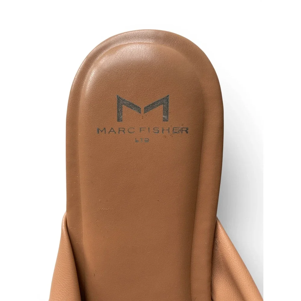 Marc Fisher LTD Farisa Womens 8 Tan Beige Square Toe‎ Knotted Slide Sandal